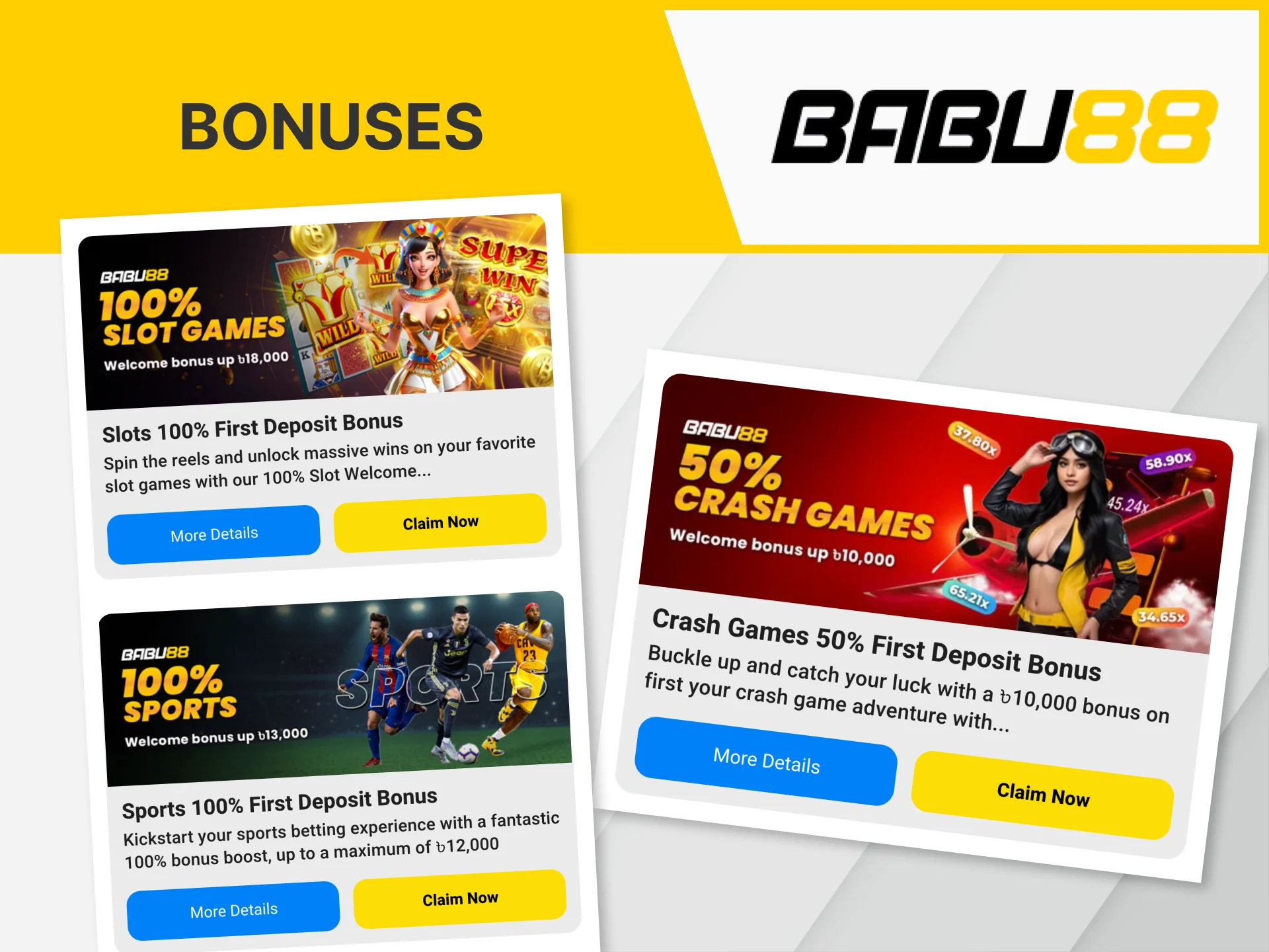 You can use all bonuses from Babu88 in the app.