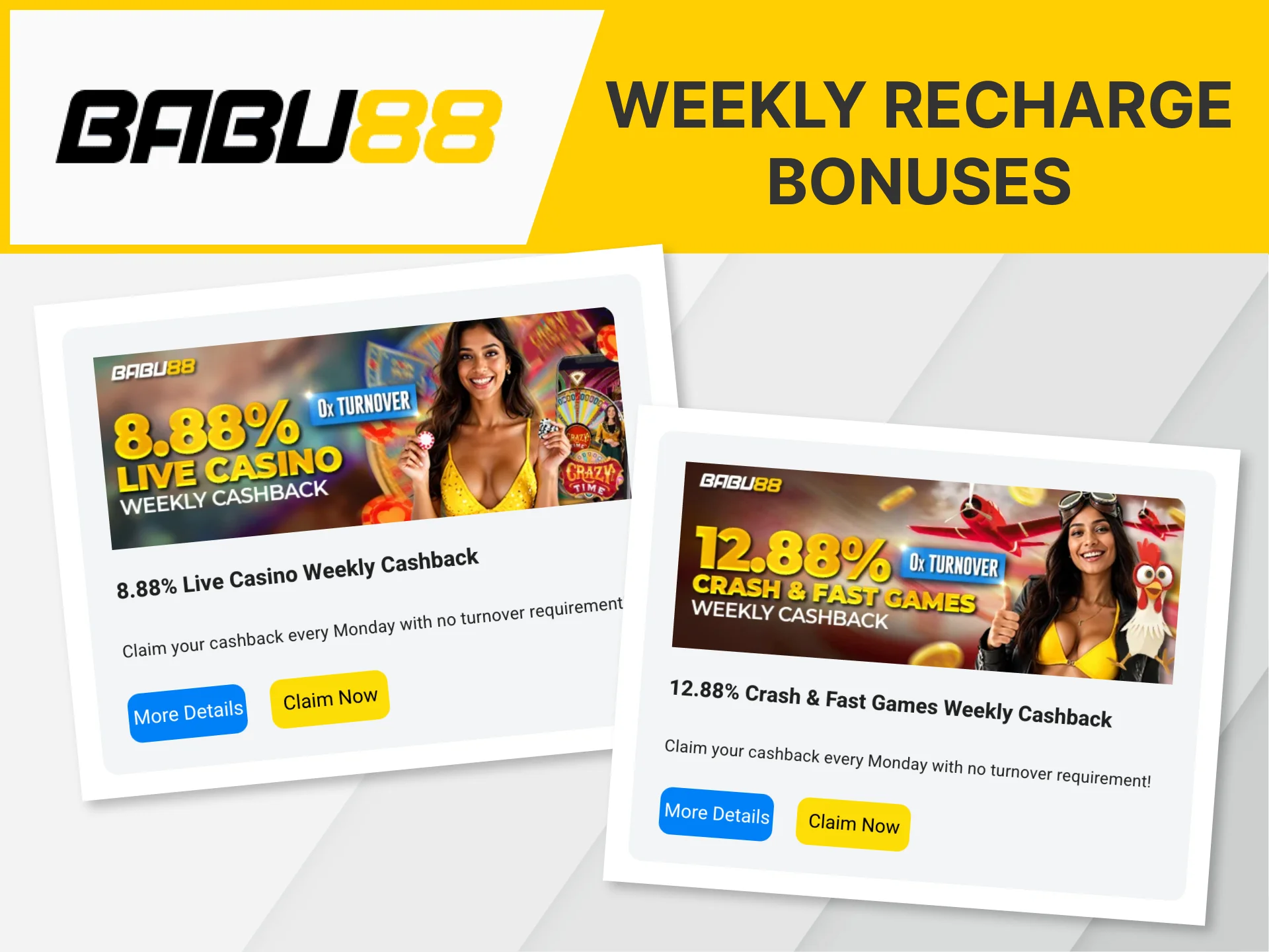 Discover Babu88's weekly recharge bonuses and you won't regret it.