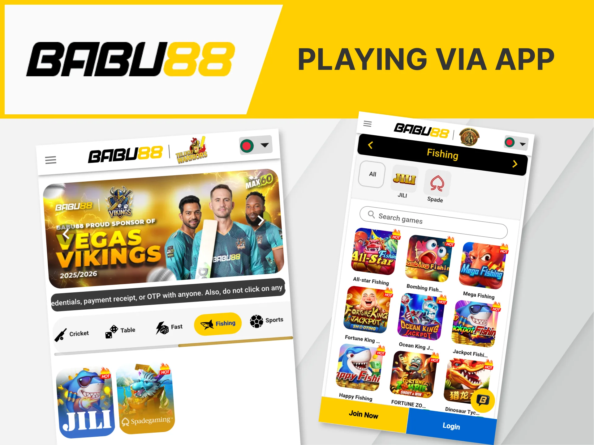 Play fishing games in the Babu88 mobile app.