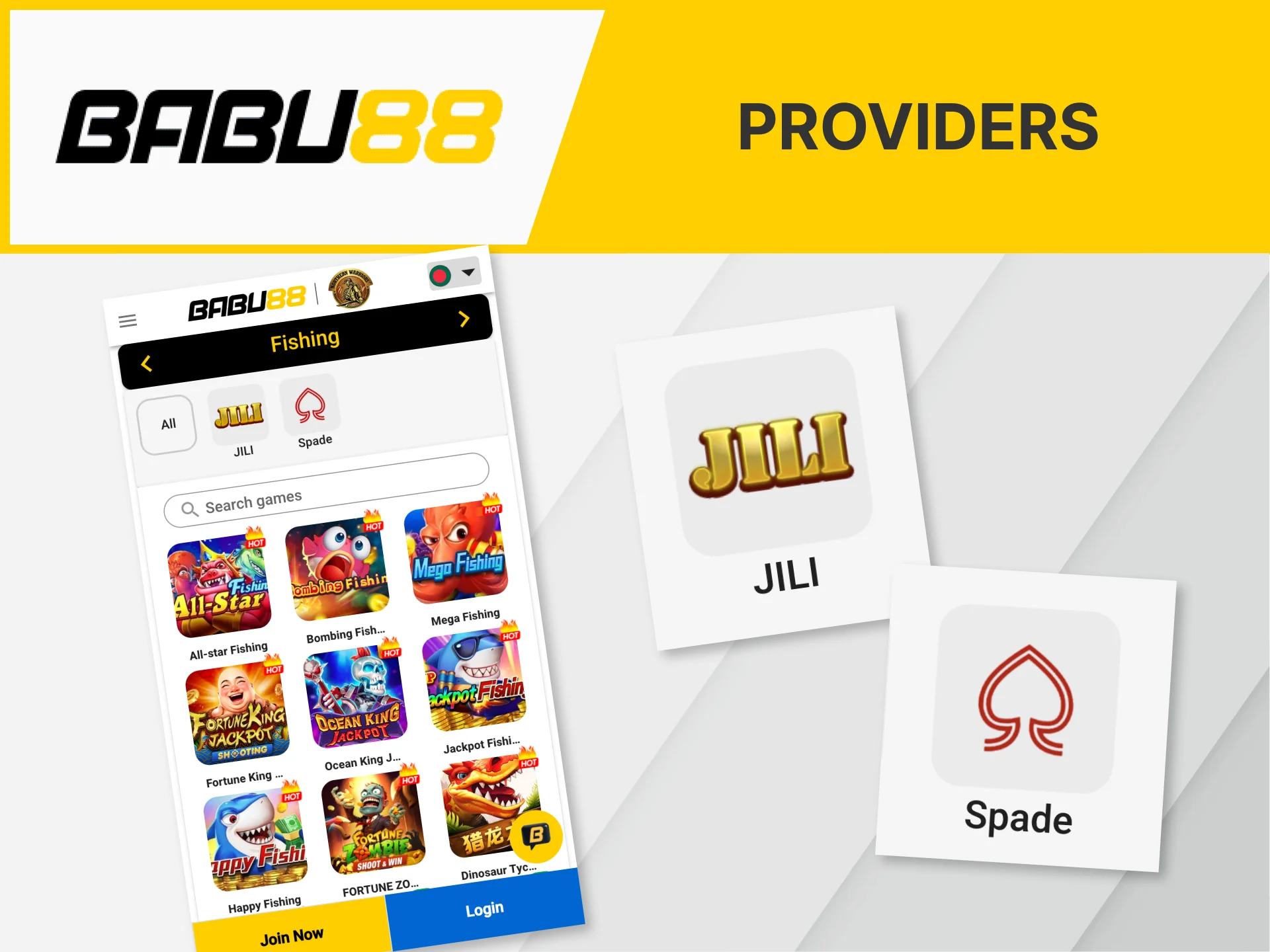 Play fishing games from top providers at Babu88 Casino.