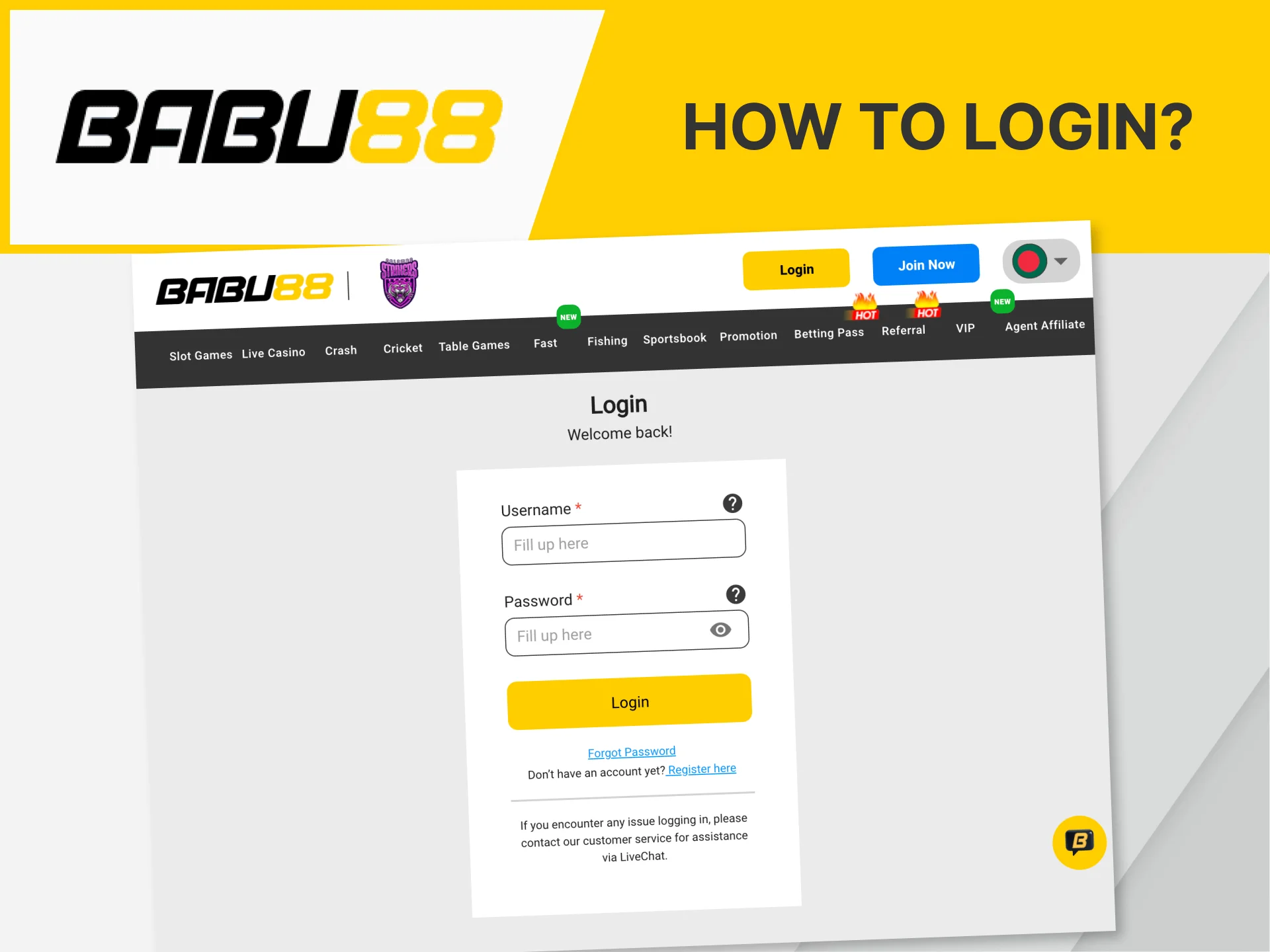 Learn the simple steps to log in to the Babu88 website.