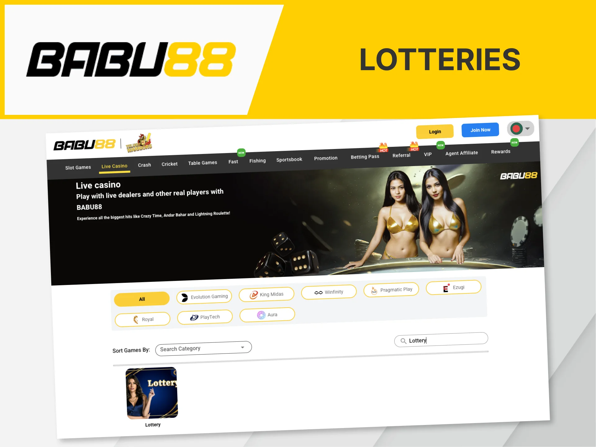 Enjoy playing Lotteries at Babu88 Casino.
