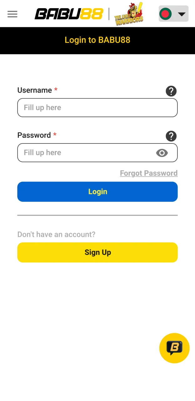 Log in to Babu88 to make a deposit.