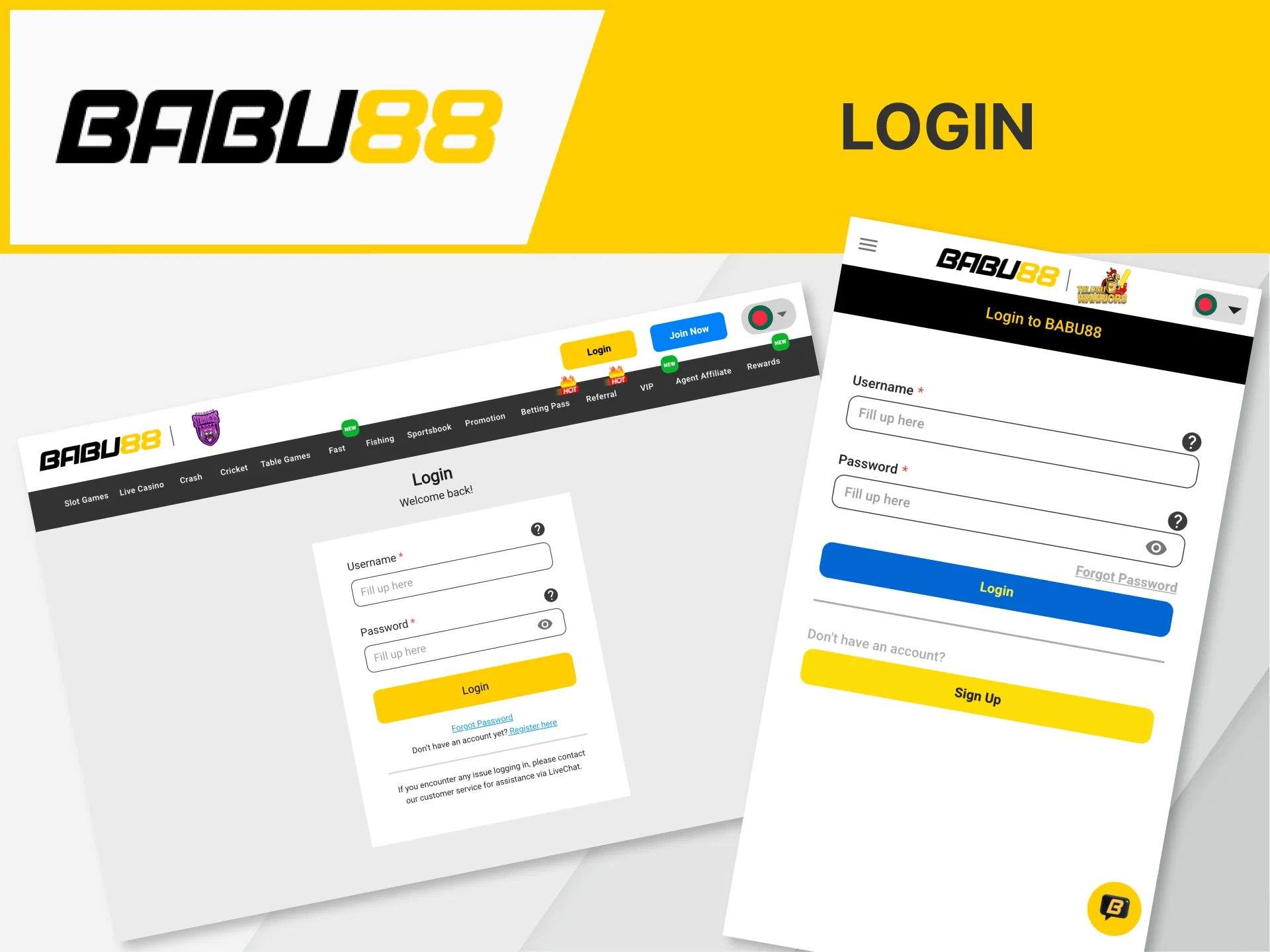 Find out how easy it is to log in to the official Babu88 website.