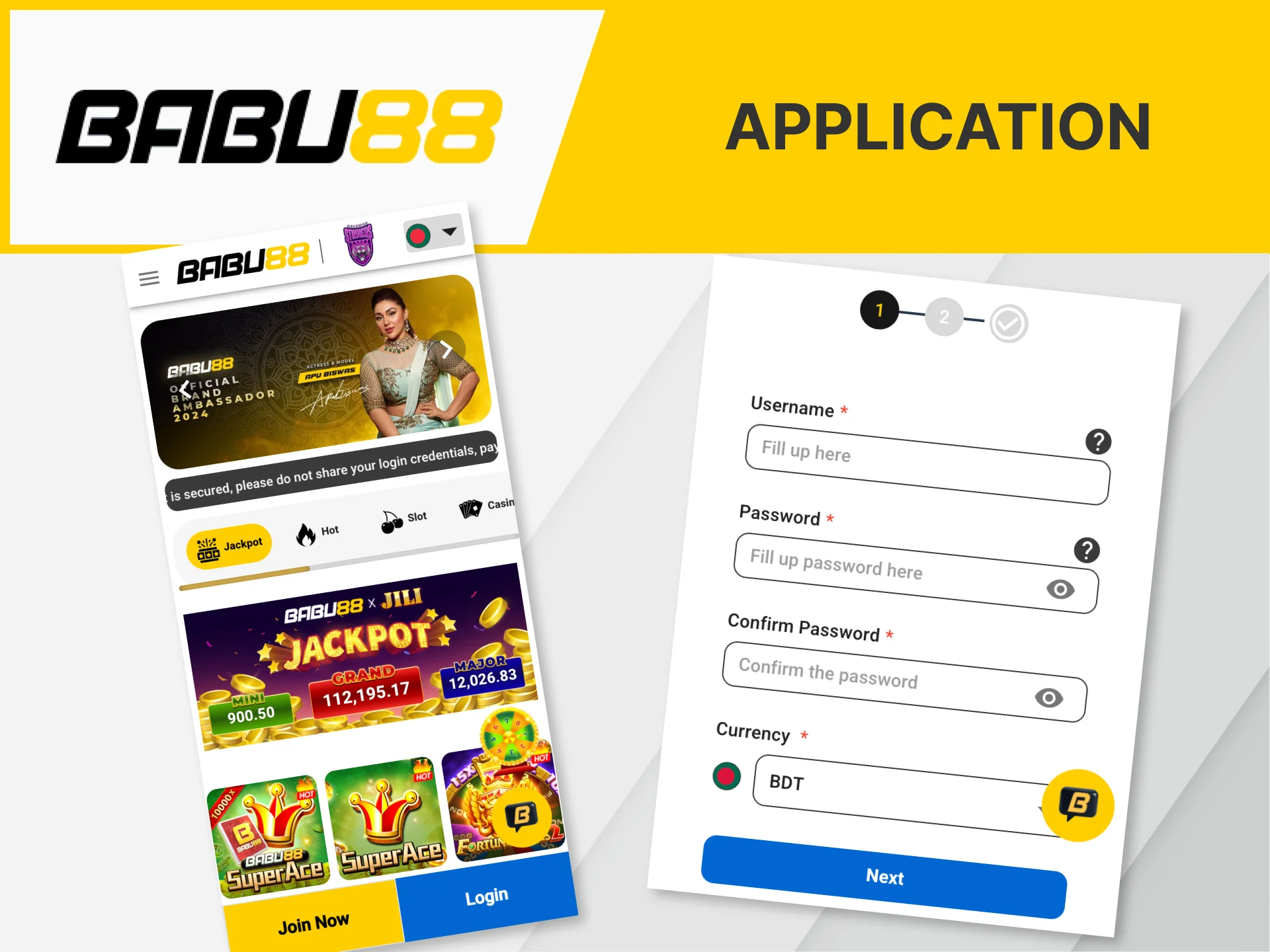 It only takes a few clicks to register in the Babu88 app.