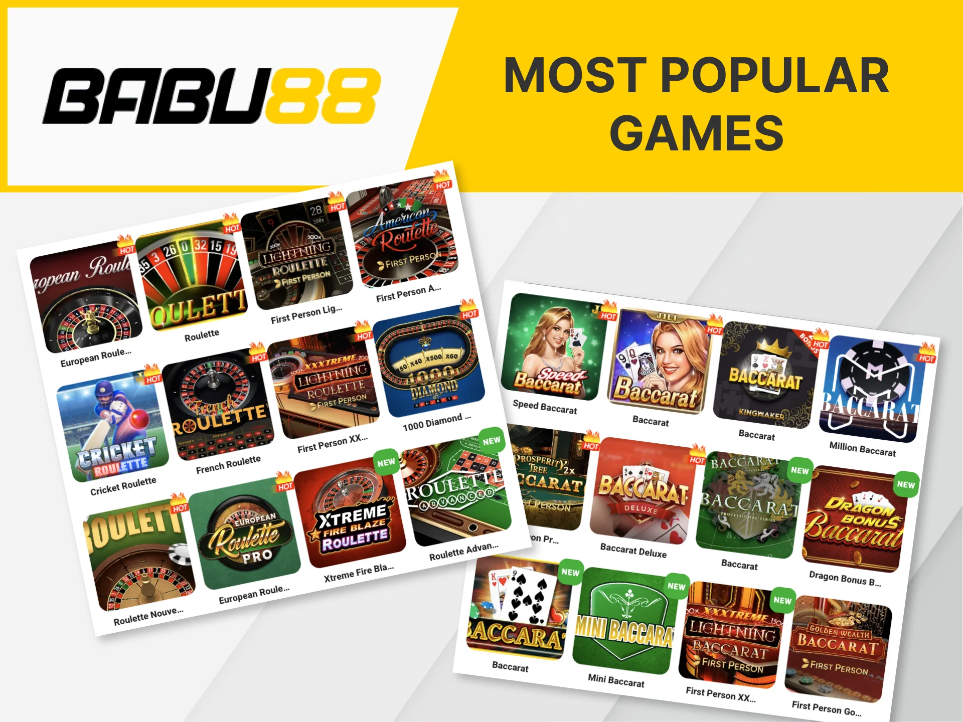 Check out popular table games at Babu88 Casino.