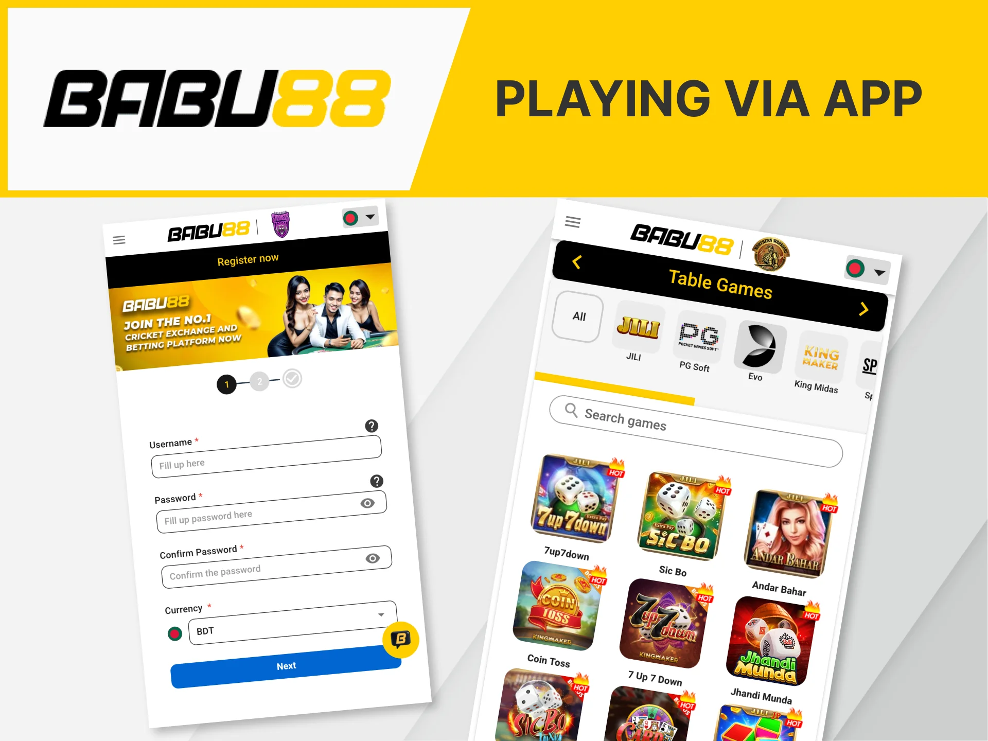 Play table games on the Babu88 app.