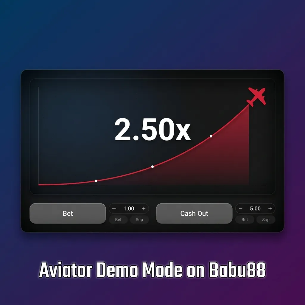 Aviator game demo mode interface showing virtual credits and practice betting options on Babu88 platform