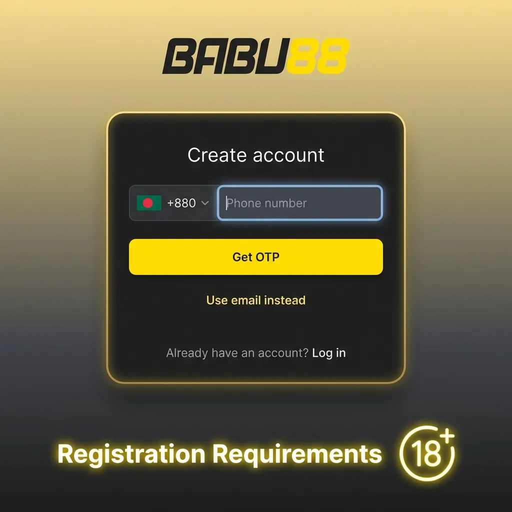 Registration rules list showing age requirement, one account limit, and verification steps for new users.