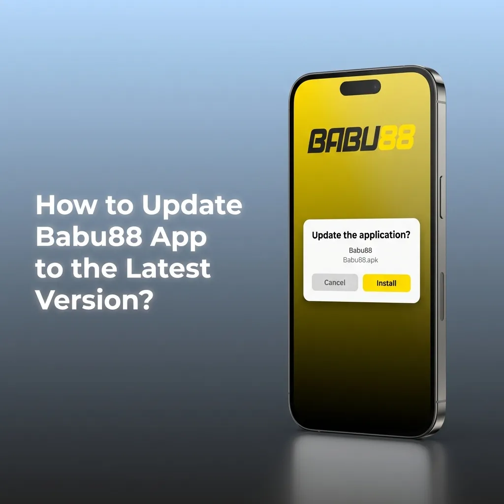 Smartphone displaying Babu88 app update notification with download button for Android APK installation process