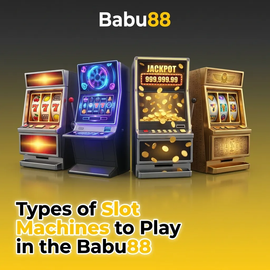 Babu88 slot machines interface showing various game categories including classic, video, progressive jackpot, and Megaways slots